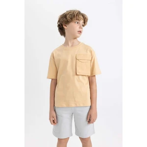 Erkek Çocuk Oversize Geniş Kalıp Bisiklet Yaka Kısa Kollu Tişört C1342A824SM