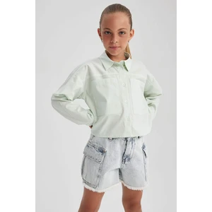 Kız Çocuk Crop Poplin Uzun Kollu Gömlek B1707A823AU