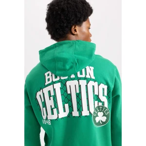 DeFactoFit NBA Boston Celtics Standart Fit Kapüşonlu Kalın Sweatshirt A7277AX23AU