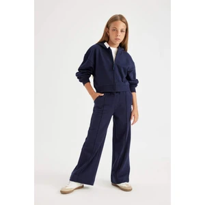 Kız Çocuk Lacivert Wide Leg Geniş Bol Paça Beli Lastikli Basic Düz Okul Eşofman Altı C7131A824AU