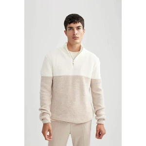 Standart Fit Fermuarlı Yaka Selanik Kumaş Kazak B2395AX23WN