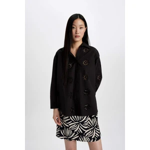 Oversize Fit Brode Uzun Kollu Gömlek B5419AX24SM