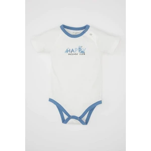 Erkek Bebek Kısa Kollu Çıtçıtlı Body Bebe Yaka Baskılı Pamuklu 24-36 Ay