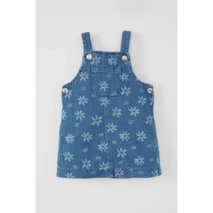 Kız Bebek Nakışlı Askılı Jean Elbise B0066A524SP