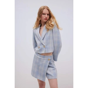 Ceket Yaka Düğmeli Tweed Kısa Blazer Ceket C5237AX24SM
