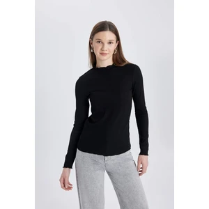 Slim Fit Yarım Balıkçı Yaka Fitilli Kaşkorse BasicUzun Kollu Tişört Tunik B2389AX24SP
