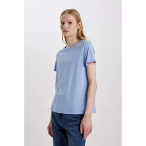 Regular Fit Bisiklet Yaka Baskılı Kısa Kollu Tişört C2584AX24SM