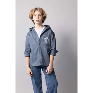 Erkek Çocuk Kapüşonlu Gabardin Uzun Kollu Gömlek B7443A824SM