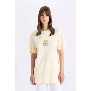 Baskılı Bisiklet Yaka Kısa Kollu Tişört Tunik C5394AX24SM