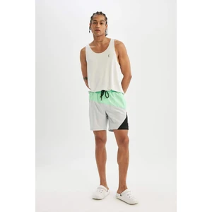 DeFactoFit Regular Fit Baskılı Esnek Dokulu Kısa Boy Deniz Şortu B5999AX24HS