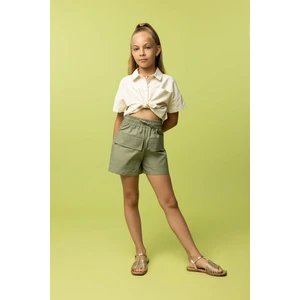 Kız Çocuk Crop Keten Kısa Kollu Gömlek Z4914A623HS