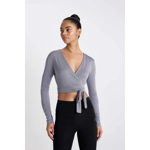 DeFactoFit Standart Fit V Yaka Sporcu Modal Uzun Kollu Tişört C0496AX24SM