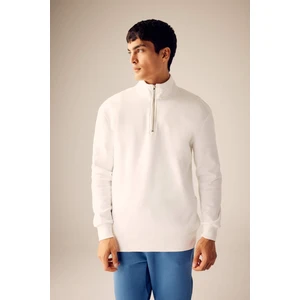Comfort Fit Fermuarlı Dik Yaka Basic Sweatshirt X7405AZ23AU