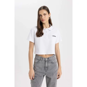 Relax Fit Polo Yaka Baskılı Pike Kısa Kollu Tişört C7716AX24SM