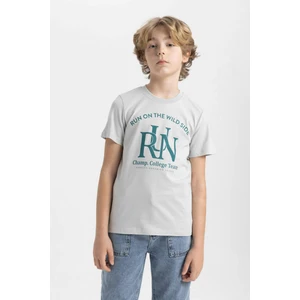 Erkek Çocuk Bisiklet Yaka Baskılı Kısa Kollu Tişört