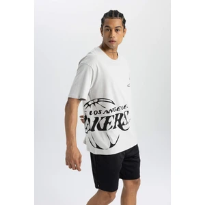 DeFactoFit NBA Los Angeles Lakers Boxy Fit Bisiklet Yaka Kısa Kollu Tişört B9895AX24SM