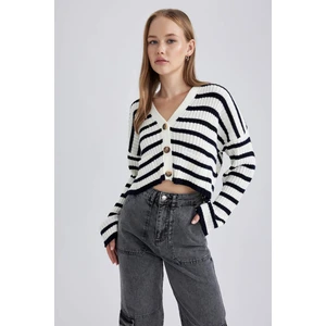 Coool Regular Fit Çizgili V Yaka Triko Hırka A8568AX23WN