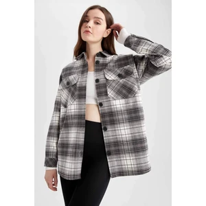 Oversize Fit Flanel Uzun Kollu Gömlek Tunik U7443AZ23SP