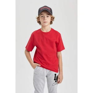 Erkek Çocuk Kırmızı Bisiklet Yaka Kısa Kollu Okul Tişörtü K1687A624SM