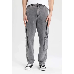 Baggy Geniş Kalıp Normal Bel Geniş Paça Kargo Cepli Jean Pantolon C3079AX24SP