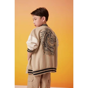 Erkek Çocuk Kolej Yaka Sırt Baskılı Çıtçıt Kapamalı Çift Cepli Mevsimlik Bomber Hırka C1752A824SP