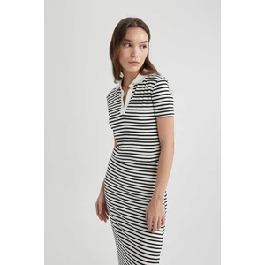 Fitted Çizgili Polo Yaka Kısa Kollu Tişört A0380AX24SM