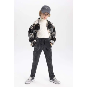 Erkek Çocuk Kargo Fit Standart Paça Fitilli Kadife Pantolon B7965A823WN