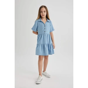 Kız Çocuk Kısa Kollu Jean Elbise B5032A824SP