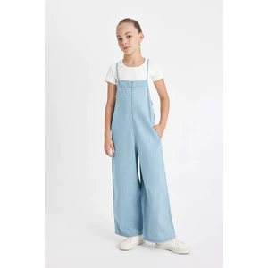 Kız Çocuk Askılı Geniş Paça Jean Tulum B4953A824SM