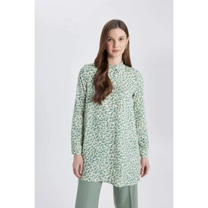 Regular Fit Leopar Desenli Uzun Kollu Gömlek Tunik Z5833AZ24SP