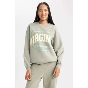 Oversize Geniş Kalıp Bisiklet Yaka Baskılı Kalın Kumaş Sweatshirt A8954AX23WN