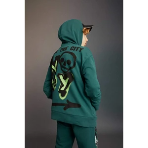 Erkek Çocuk Oversize Geniş Kalıp Sırt Baskılı Kapüşonlu Sweatshirt C0354A823CW