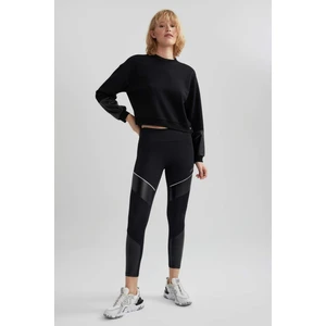 DeFactoFit Siyah Yüksek Bel Beli Saran Sporcu Tayt A5647AX23AU