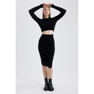 Coool Slim Fit Yırtmaçlı Triko Midi Etek A2058AX23AU