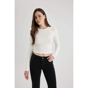Fitted Bisiklet Yaka Fitilli Kaşkorse Basic Uzun Kollu Tişört Y9870AZ24SP