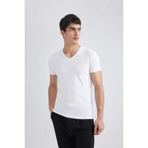 Slim Fit Dar Kesim V Yaka Kısa Kollu Üst L4884AZ24SM