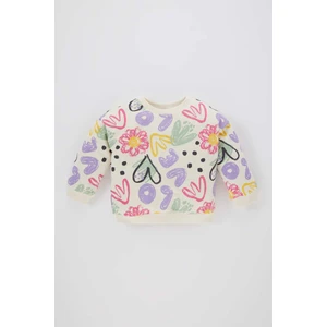 Kız Bebek Desenli Bisiklet Yaka Sweatshirt B9764A524SP