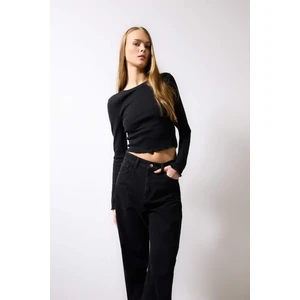 Fitted Bisiklet Yaka Fitilli Kaşkorse Basic Uzun Kollu Tişört Y9870AZ24SP