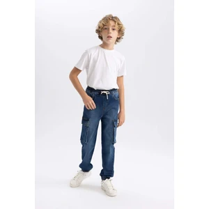 Erkek Çocuk Kargo Cepli Jogger Lastikli Paça Jean Pantolon B5447A824SP