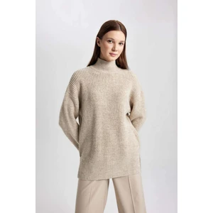 Regular Fit Balıkçı Yaka Basic Düz Triko Kazak Tunik B6376AX23WN