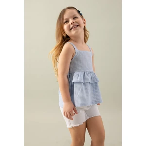 Kız Bebek Kare Yaka Çizgili Poplin Askılı Bluz C3764A524SM