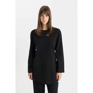 Regular Fit Bisiklet Yaka Basic Düz Uzun Kollu Tişört Tunik B2586AX24SP