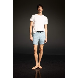 Regular Fit Baskılı Esnek Dokulu Diz Boyu Sporcu Deniz Şortu B5992AX24HS