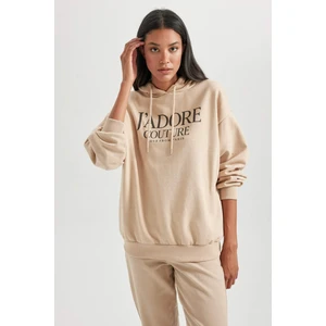 Oversize Fit Kapüşonlu Kalın Sweatshirt B4056AX23AU