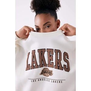 DeFactoFit NBA Los Angeles Lakers Oversize Fit Bisiklet Yaka Kalın Sweatshirt A9550AX23WN