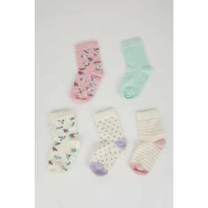 Kız Bebek Dikişsiz 5'li Pamuklu Uzun Çorap C9096A5NS