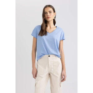 Regular Fit V Yaka Basic Düz Kısa Kollu Tişört K1507AZ24SM