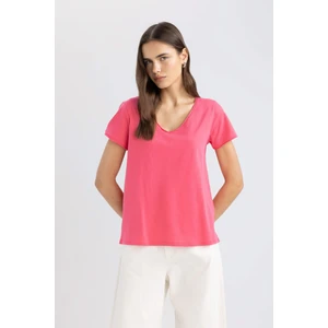 Regular Fit V Yaka Basic Düz Kısa Kollu Tişört K1507AZ24SM