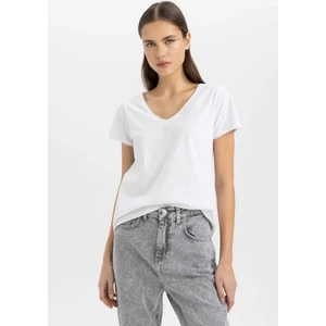 Regular Fit V Yaka Basic Düz Kısa Kollu Tişört K1507AZ24SM
