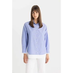 Relax Fit Çizgili Poplin Uzun Kollu Gömlek Tunik C9431AX24SM